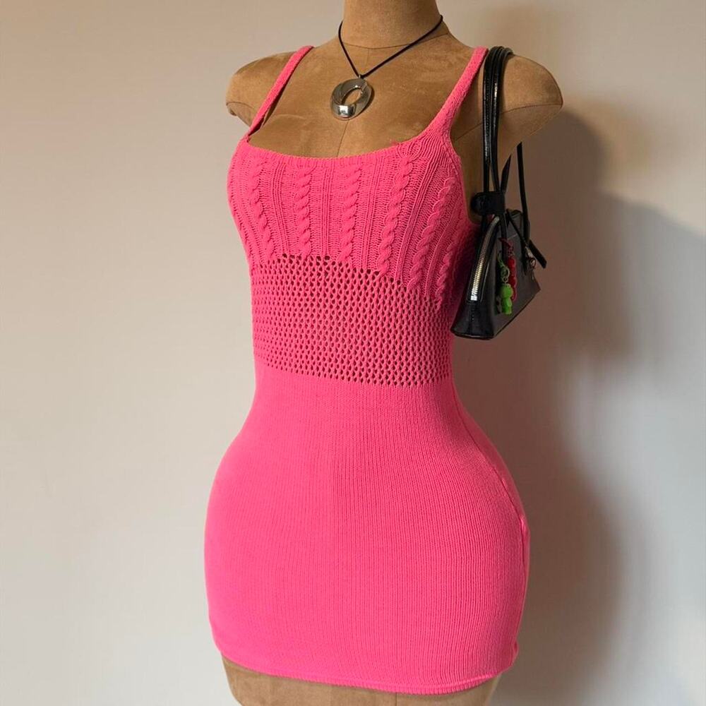 Zara pink knit mini dress